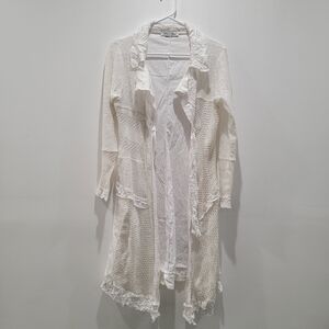 Zone Bleue Paris White And Cream Knit Long Shrug